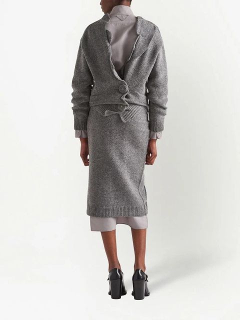 Prada side-split wool-cashmere skirt - Grey