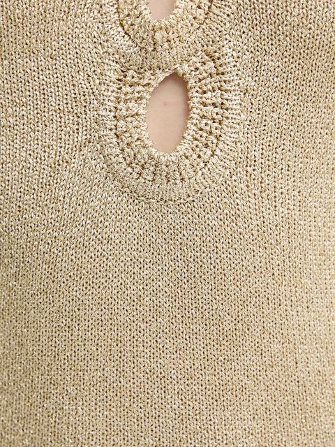 Simona Corsellini sukienka kolor złoty midi dopasowana P25CPABO04