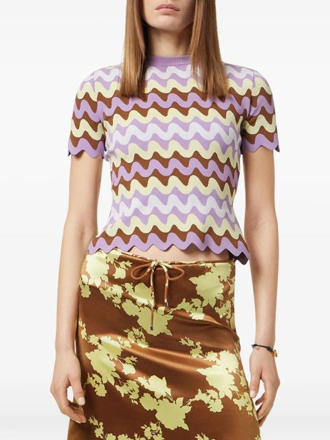 Versace Wave jacquard knitted T-shirt - Purple
