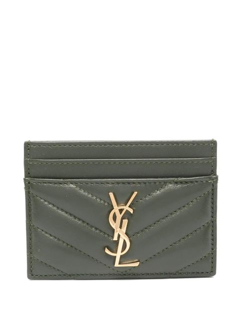 Saint Laurent quilted logo cardholder - Green - zdjęcie produktu nr 1