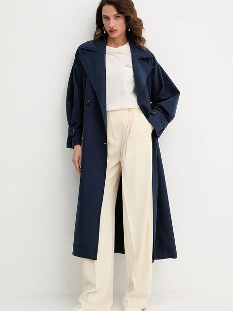 BOSS Orange płaszcz damski kolor granatowy przejściowy dwurzędowy 50543216 - zdjęcie produktu nr 2