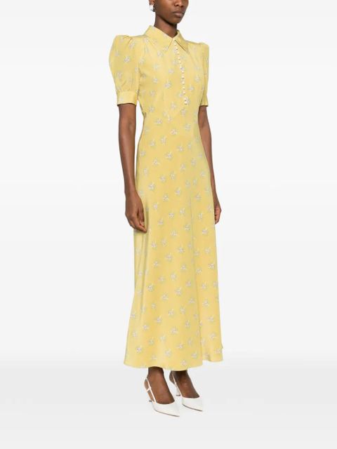 Alessandra Rich collared floral maxi dress - Yellow
