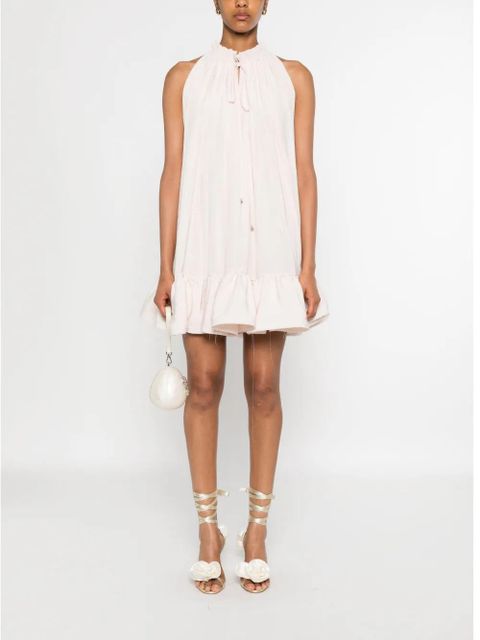 Lanvin frill-neck ruffled mini dress - Pink