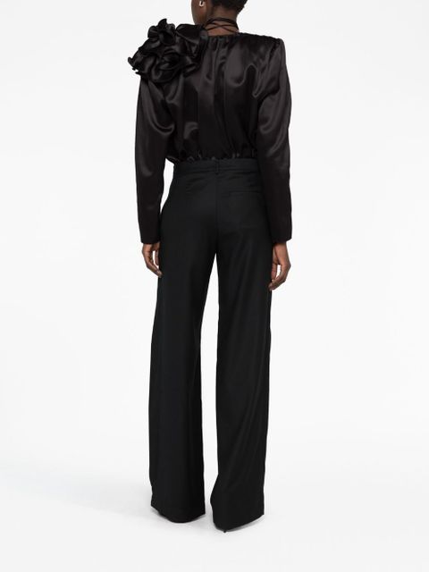 Magda Butrym detachable floral-appliqué silk blouse - Black