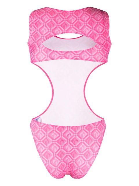 Marine Serre cut-out moonogram-print swimsuit - Pink - zdjęcie produktu nr 2