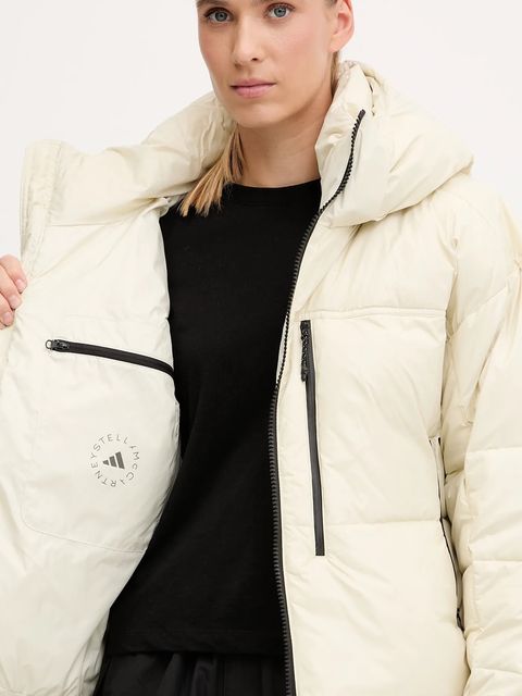 adidas by Stella McCartney kurtka kolor beżowy zimowa oversize JV8548