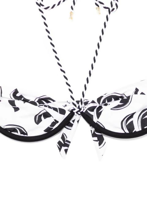 FARM Rio palms-print bikini top - White