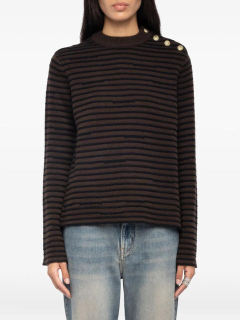 Zadig&Voltaire striped button-detailed sweater - Brown