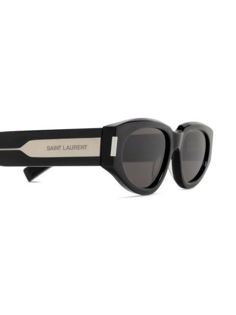 Saint Laurent Eyewear polished oval-frame sunglasses - Black