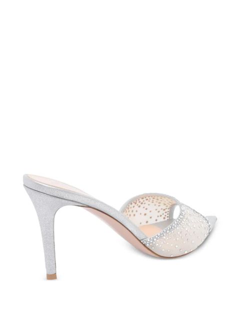 Gianvito Rossi 85mm crystal-embellished heeled mules - Silver