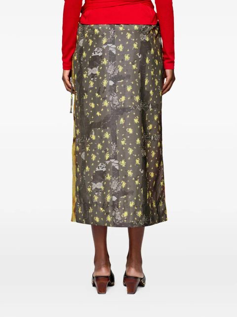 GANNI floral tie midi skirt - Yellow