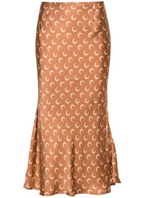 Marine Serre Crescent-Moon-print skirt - Brown - zdjęcie produktu nr 1
