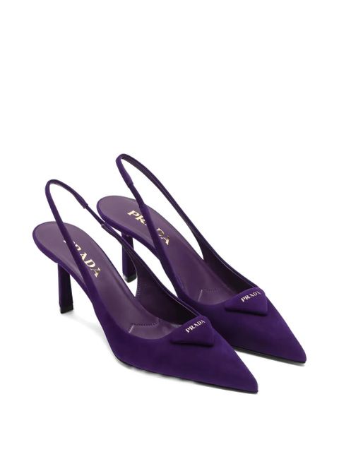Prada 70mm triangle-logo slingback pumps - Purple
