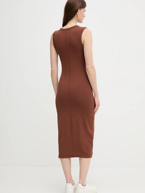 Calvin Klein Jeans sukienka kolor brązowy midi dopasowana LV047C240G