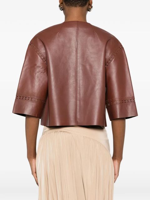 Yves Salomon laser-cut lambskin jacket - Brown