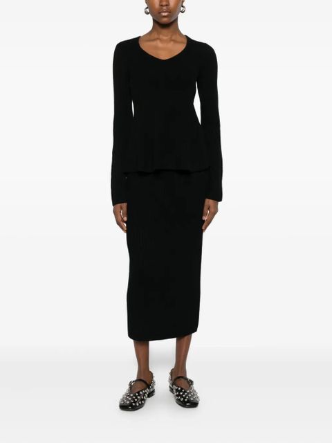 TWINSET v-neck ribbed knitted top - Black - zdjęcie produktu nr 2