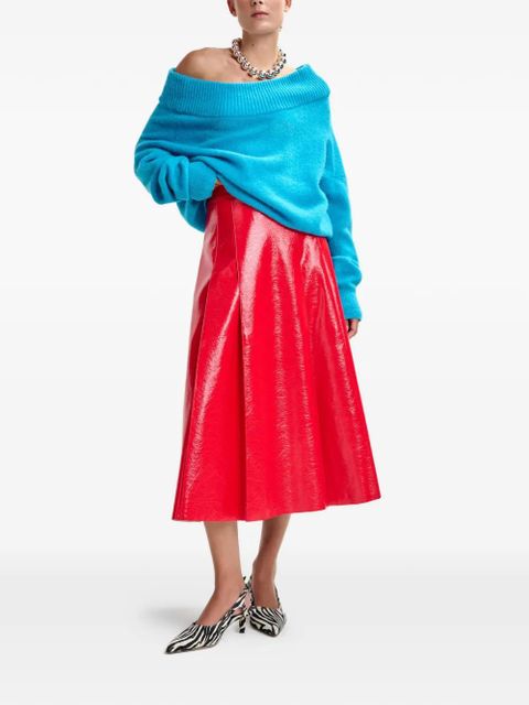 Essentiel Antwerp leather A-line midi skirt - Red - zdjęcie produktu nr 2