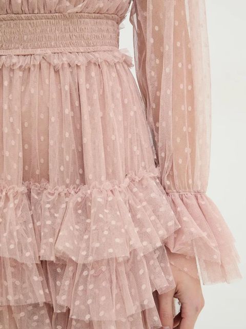 Answear.LAB sukienka kolor beżowy maxi rozkloszowana