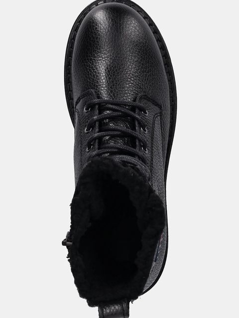 Tommy Jeans botki skórzane TJW URBAN LACEUP BOOT WL damskie kolor czarny na platformie ocieplone EN0EN02906