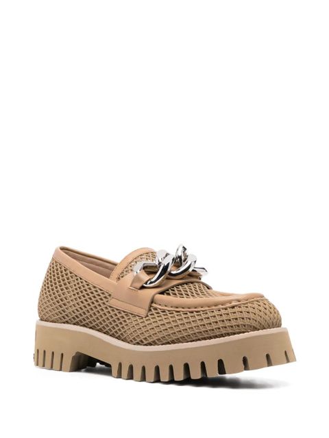 Casadei chain-trim mesh loafers - Neutrals