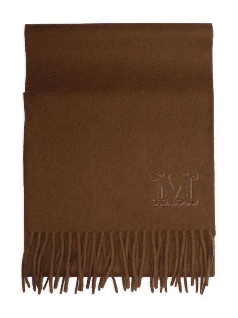 Max Mara embroidered-logo fringe scarf - Brown - zdjęcie produktu nr 1