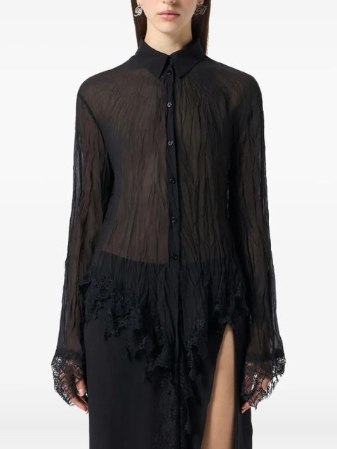 Blumarine sheer lace-detail shirt - Black