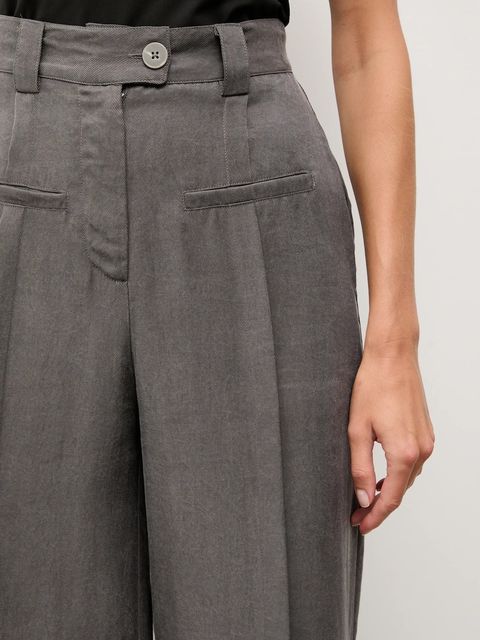 Answear.LAB spodnie damskie kolor szary szerokie high waist