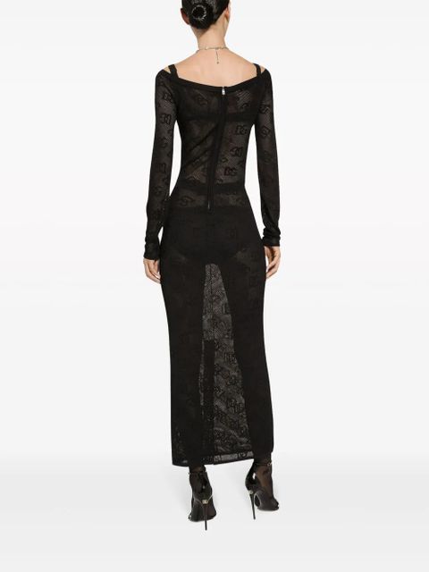 Dolce & Gabbana logo-jacquard V-neck maxi dress - Black