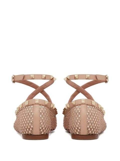 Valentino Garavani Rockstud mesh ballet flats - Pink