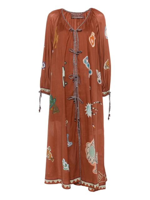 ALEMAIS x LRNLE tie-fastening midi dress - Brown - zdjęcie produktu nr 1