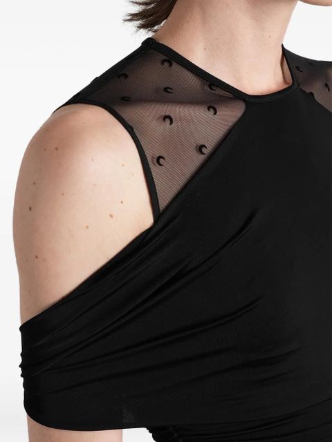 Marine Serre ruched off-shoulder dress - Black
