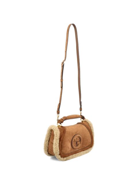 Gucci medium shearling logo-plaque tote bag - Brown