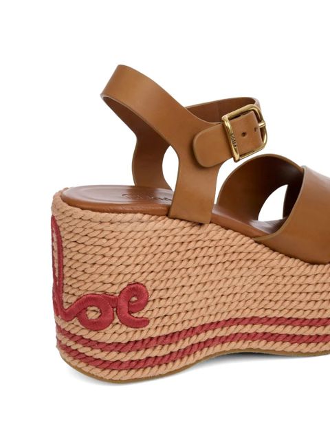 Chloé logo-embroidered platform sandals - Brown