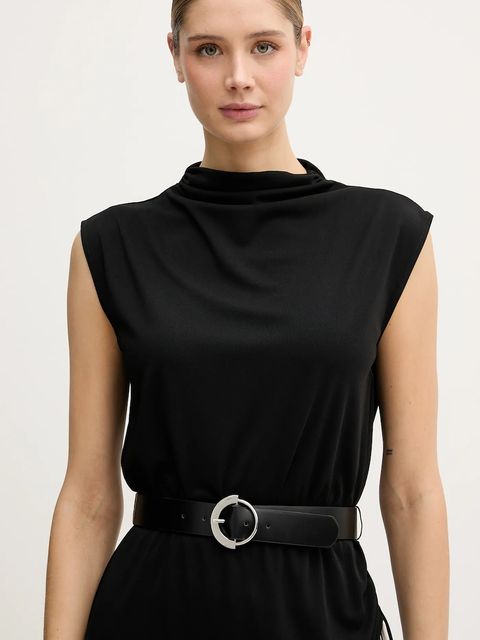 Dkny sukienka kolor czarny midi prosta DD5J2P42