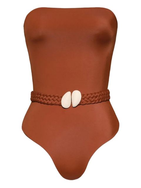 Johanna Ortiz The Classic braided-belt swimsuit - Brown - zdjęcie produktu nr 1