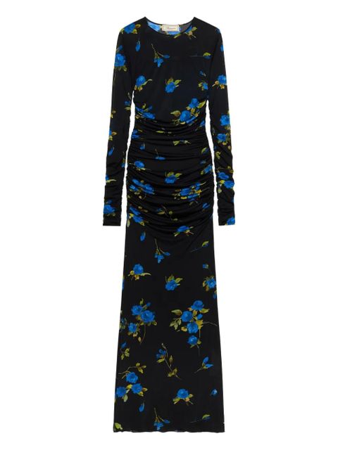 Blumarine ruched floral maxi dress - Black - zdjęcie produktu nr 1