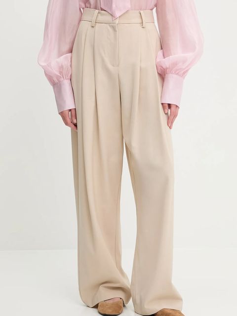 Answear.LAB spodnie z wełną damskie kolor beżowy szerokie high waist - zdjęcie produktu nr 1