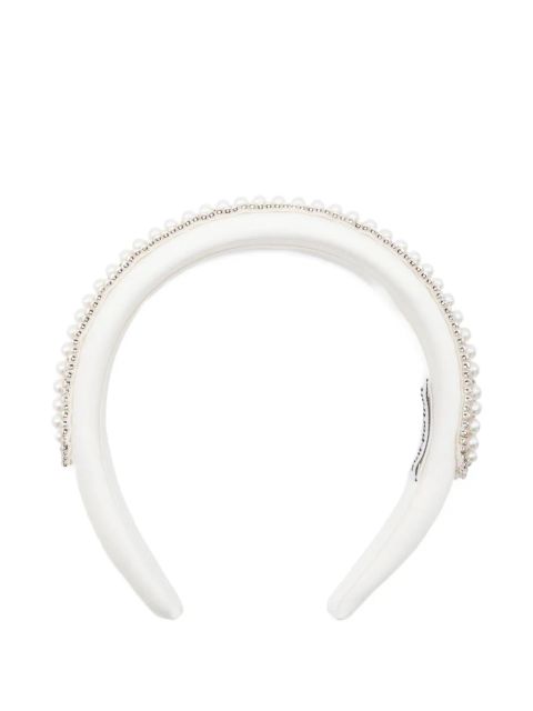 Self-Portrait faux pearl-embellished headband - White