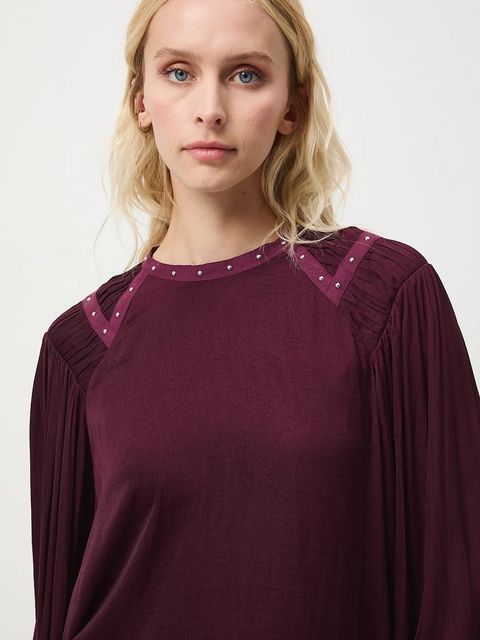 Medicine bluzka damska kolor bordowy gładka