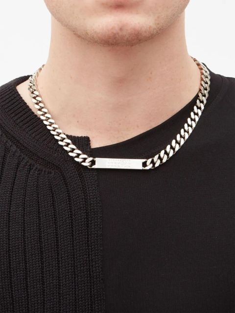 MM6 Maison Margiela numbers-motif engraved chain necklace - Silver
