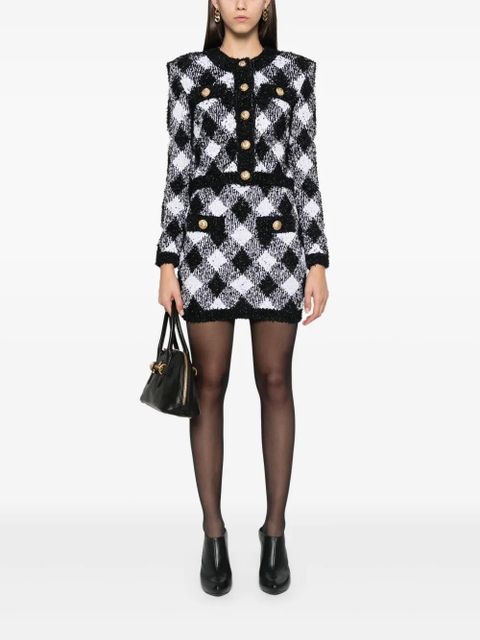 Balmain gingham tweed jacket - White