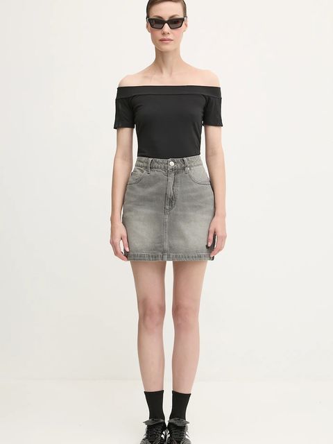 adidas Originals spódnica jeansowa Denim Mini Skt kolor szary mini ołówkowa JW2657