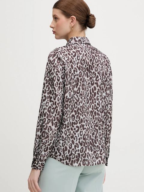 Joop! koszula damska kolor brązowy regular z kołnierzykiem klasycznym 30100849