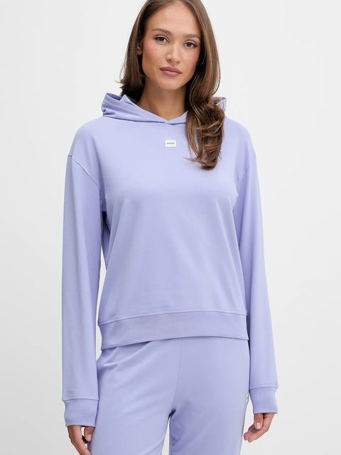 HUGO bluza damska kolor fioletowy z kapturem z aplikacją 50556816 - zdjęcie produktu nr 1