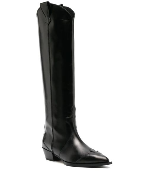 Aeyde 50mm pointed-toe knee boots - Black - zdjęcie produktu nr 2