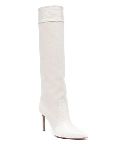 Paris Texas 85mm croc-embossed panels boots - Neutrals
