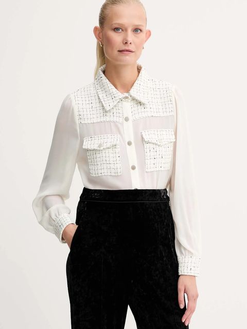 Morgan koszula damska kolor beżowy regular z kołnierzykiem klasycznym CGABY - zdjęcie produktu nr 1