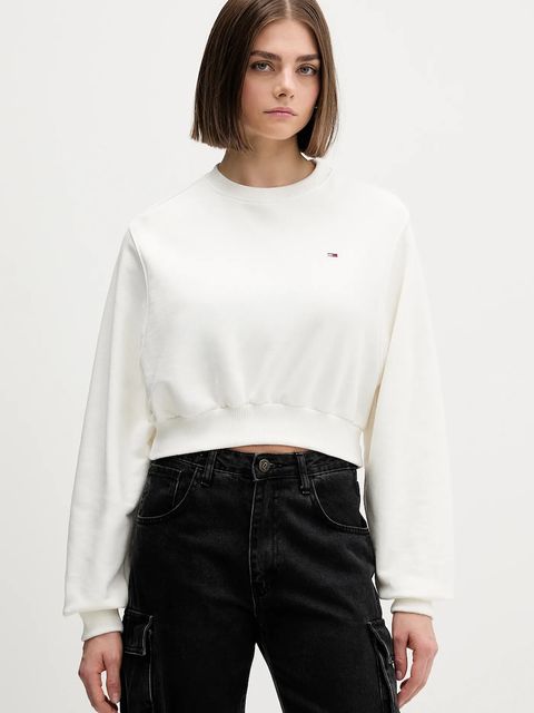 Tommy Jeans bluza bawełniana damska kolor biały gładka DW0DW21831 - zdjęcie produktu nr 1