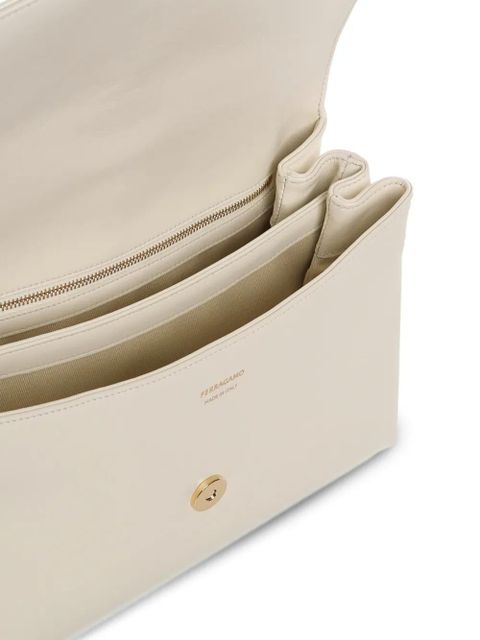 Ferragamo logo-buckle shoulder bag - White