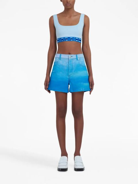 Marni tie-dye high-waist shorts - Blue